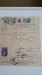 certidão de nascimento do pai de Gisele que nasceu em 1935 na Espanha, não sabe onde está a certidão física, entretanto tem essa foto que uma tia a enviou. A nacionalidade do pai faz parte da sua raiz, diz Gisele ser 50 por cento espanhola.